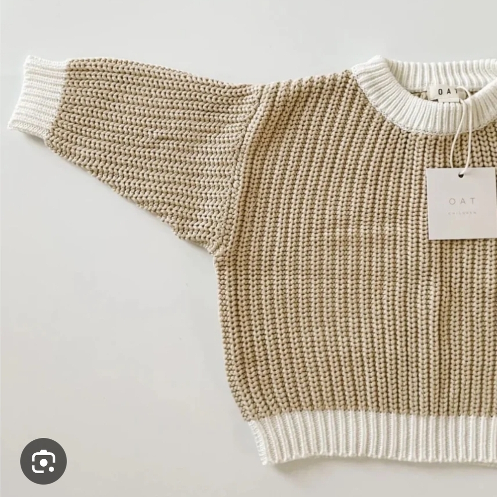 OAT Kids Tan and White Sweater